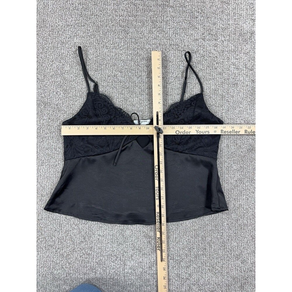Vigoss Cami Babydoll Top Women XL Black Lace Satin Crop Bow Y2K Coquette Sexy - Picture 4 of 8
